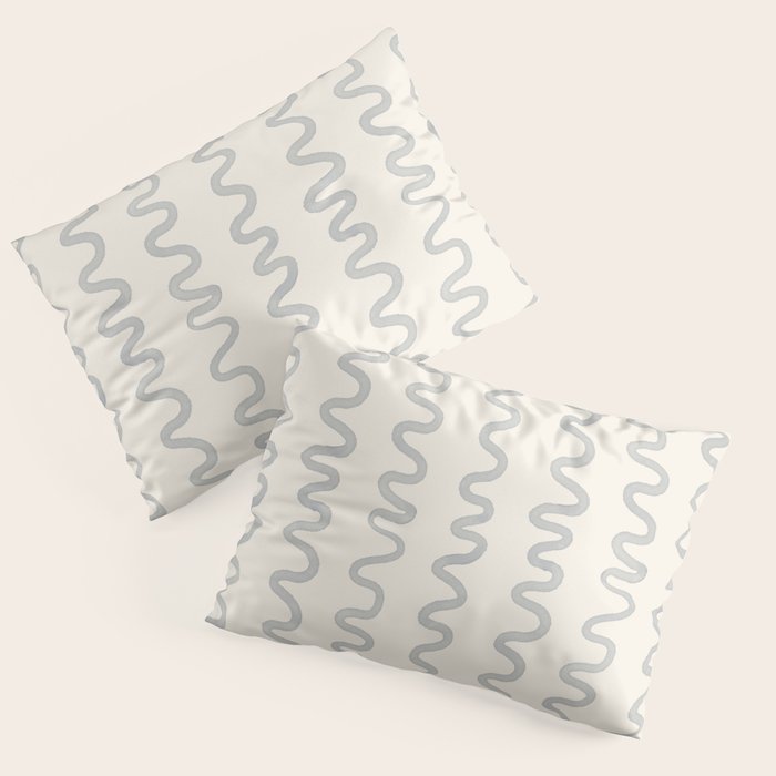 Watercolor Squiggly Lines - Blue Cream Pillow Sham Gallery Image 3