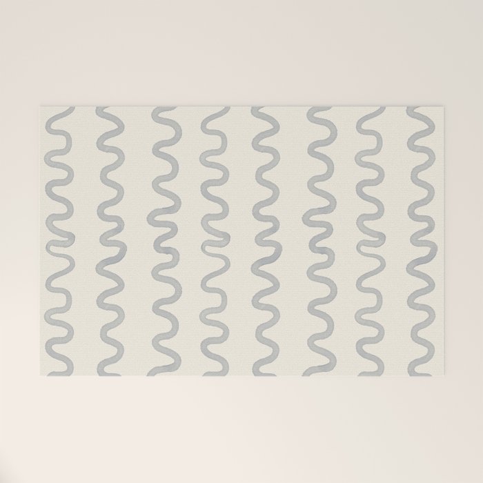 Watercolor Squiggly Lines - Blue Cream Welcome Mat Gallery Image 1