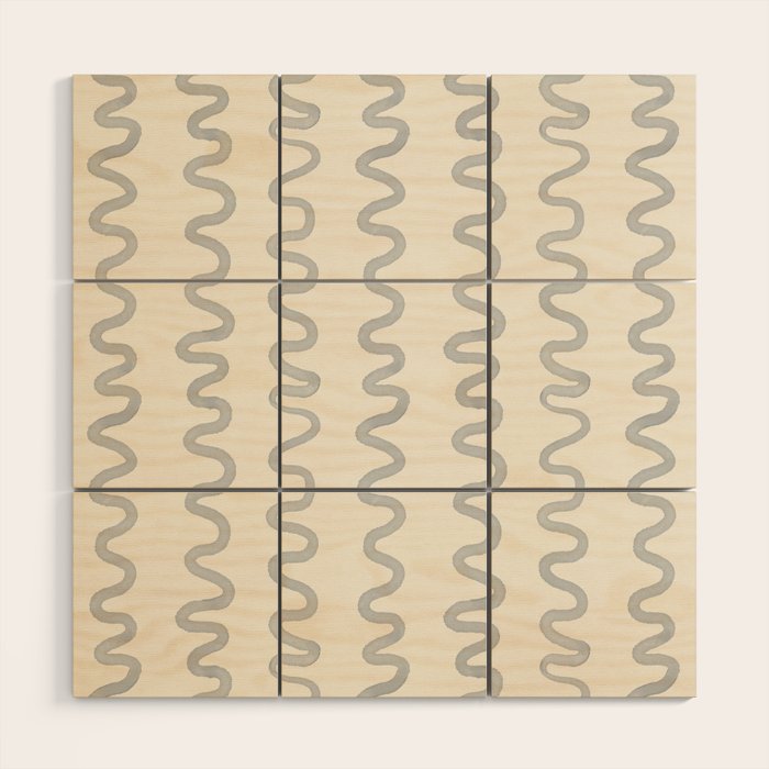 Watercolor Squiggly Lines - Blue Cream Wood Wall Art Gallery Image 1