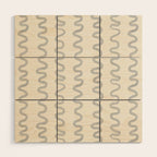 Watercolor Squiggly Lines - Blue Cream Wood Wall Art Gallery Image 1
