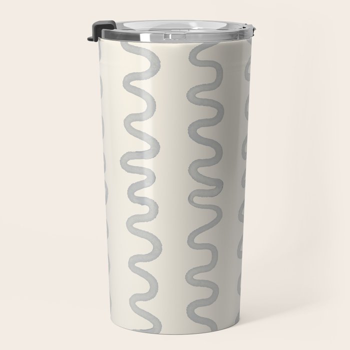 Watercolor Squiggly Lines - Blue Cream Travel Mug Gallery Image 3