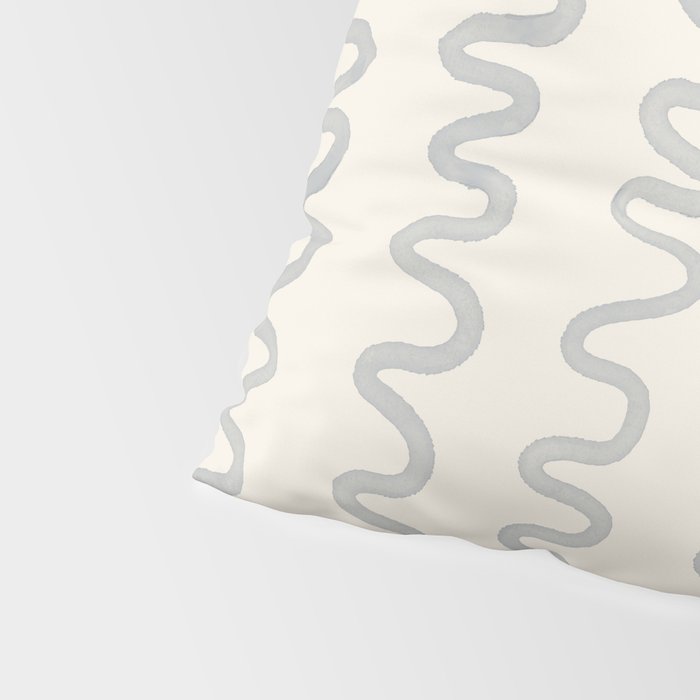 Watercolor Squiggly Lines - Blue Cream Pillow Sham Gallery Image 4