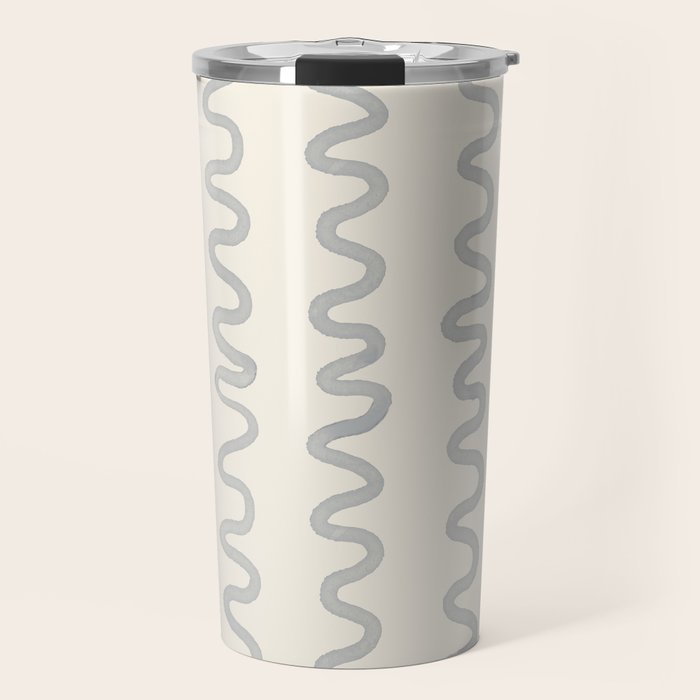 Watercolor Squiggly Lines - Blue Cream Travel Mug Gallery Image 1