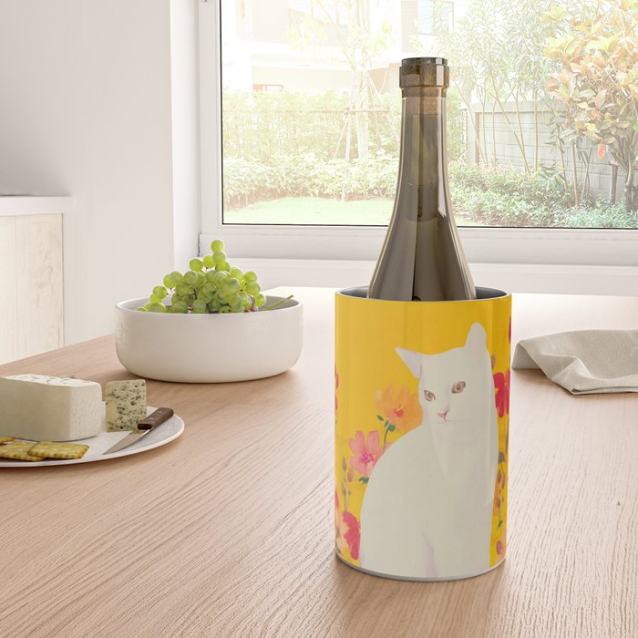 cat in a field of flowers 3 Wine Chiller Gallery Image 4