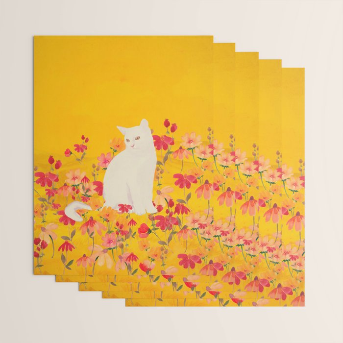 cat in a field of flowers 3 Wrapping Paper Gallery Image 3