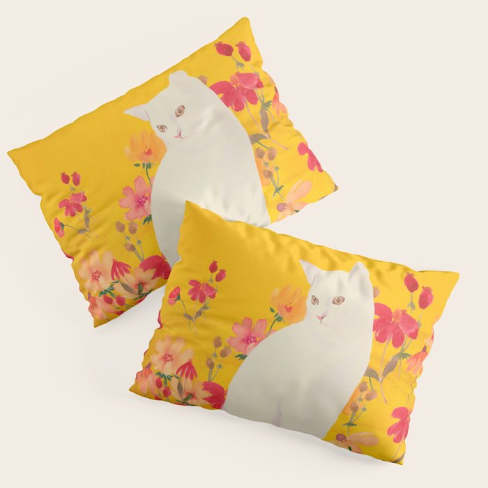 cat in a field of flowers 3 Pillow Sham Gallery Image 3