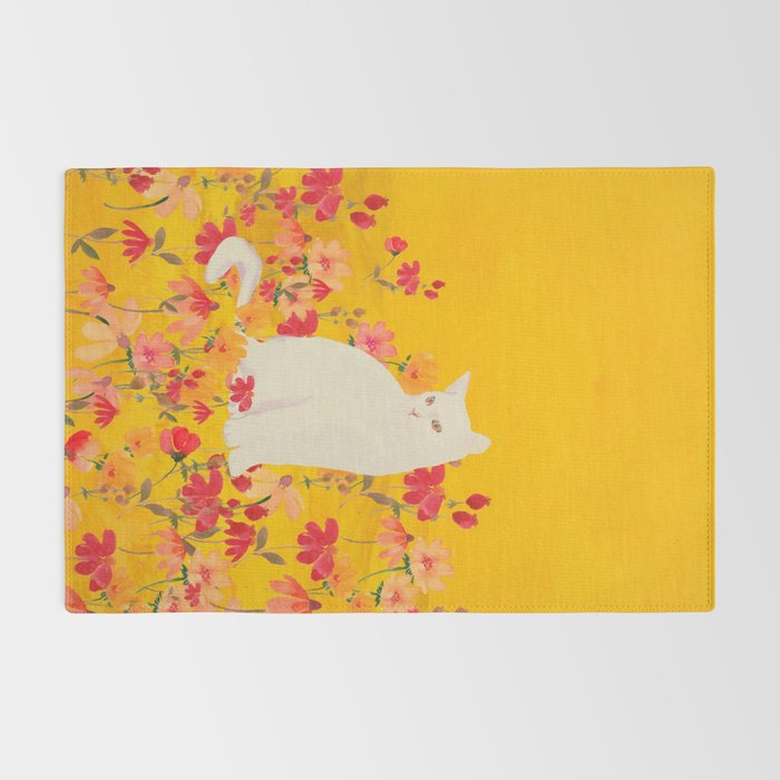 cat in a field of flowers 3 Rug Gallery Image 2
