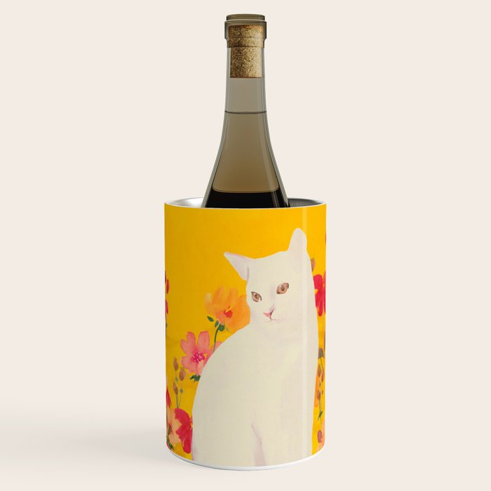cat in a field of flowers 3 Wine Chiller Gallery Image 1