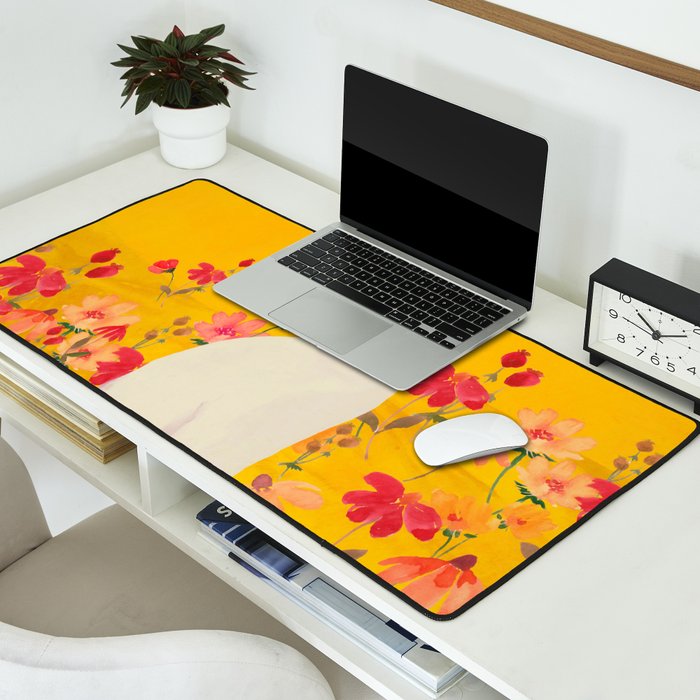 cat in a field of flowers 3 Desk Mat Gallery Image 2