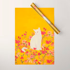 cat in a field of flowers 3 Wrapping Paper Gallery Image 1
