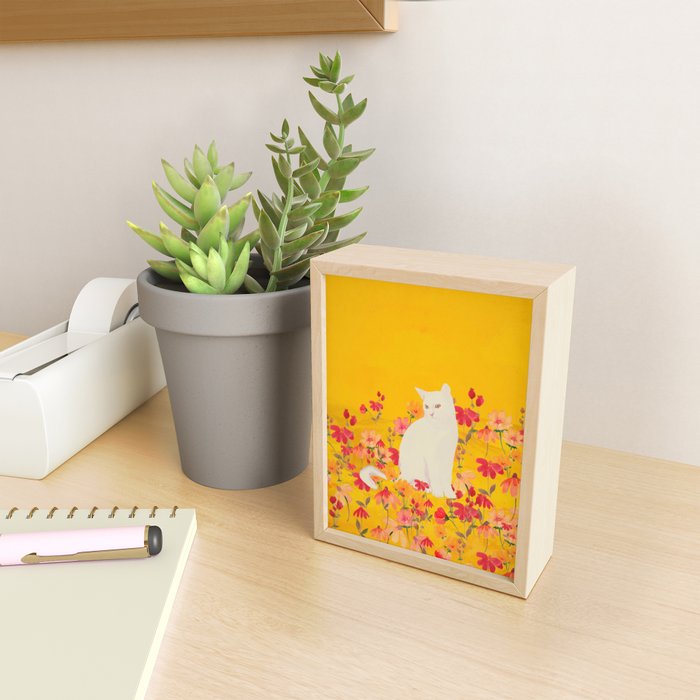 cat in a field of flowers 3 Mini Art Print Gallery Image 2