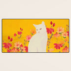 cat in a field of flowers 3 Desk Mat Gallery Image 3
