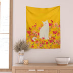 cat in a field of flowers 3 Wall Tapestry Gallery Image 2