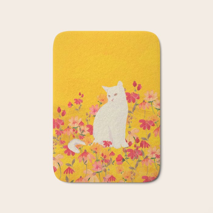 cat in a field of flowers 3 Bath Mat Gallery Image 1