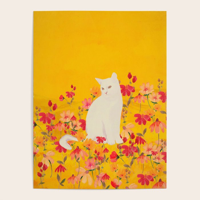 cat in a field of flowers 3 Poster Gallery Image 4