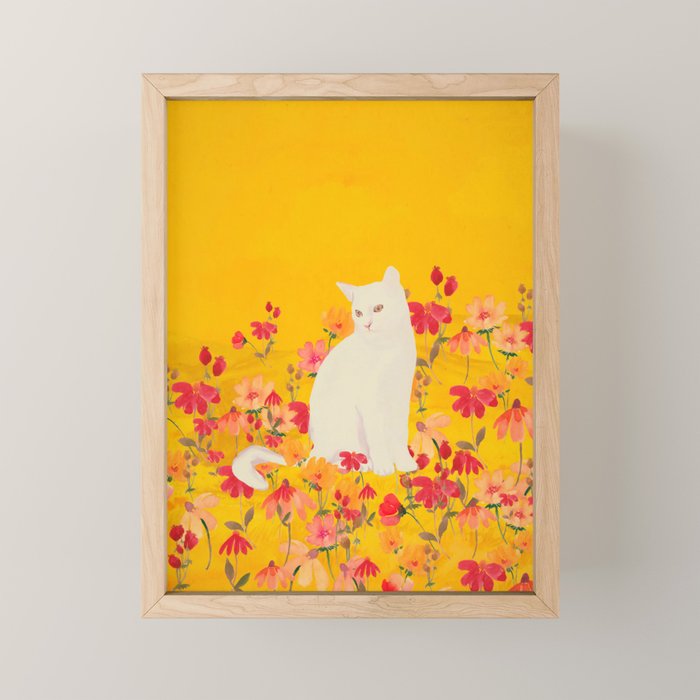 cat in a field of flowers 3 Mini Art Print Gallery Image 1