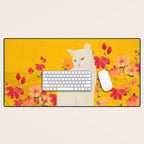 cat in a field of flowers 3 Desk Mat Gallery Image 1