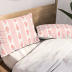 Coastal Fish Stripes Contemporary Cottage Pattern in Pastel Pink and White Pillow Sham Gallery Image 2