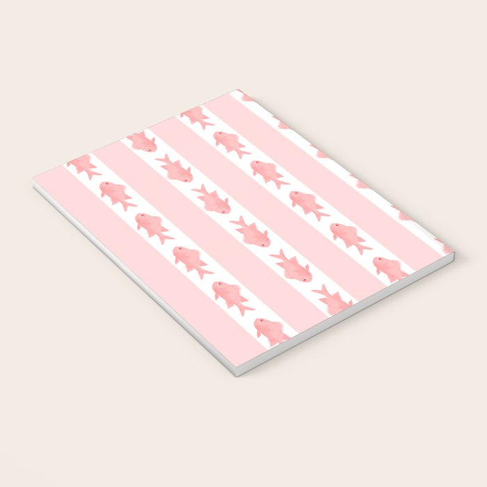 Coastal Fish Stripes Contemporary Cottage Pattern in Pastel Pink and White Notebook Gallery Image 3
