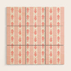Coastal Fish Stripes Contemporary Cottage Pattern in Pastel Pink and White Wood Wall Art Gallery Image 1