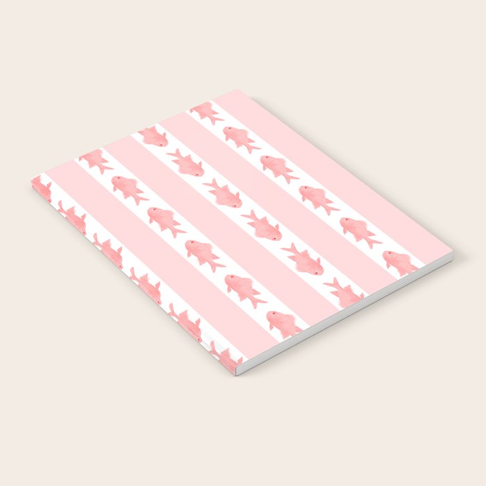Coastal Fish Stripes Contemporary Cottage Pattern in Pastel Pink and White Notebook Gallery Image 2
