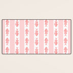 Coastal Fish Stripes Contemporary Cottage Pattern in Pastel Pink and White Desk Mat Gallery Image 3