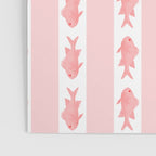 Coastal Fish Stripes Contemporary Cottage Pattern in Pastel Pink and White Poster Gallery Image 3