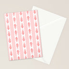 Coastal Fish Stripes Contemporary Cottage Pattern in Pastel Pink and White Stationery Card Gallery Image 2