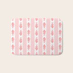 Coastal Fish Stripes Contemporary Cottage Pattern in Pastel Pink and White Bath Mat Gallery Image 1