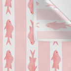 Coastal Fish Stripes Contemporary Cottage Pattern in Pastel Pink and White Wall Tapestry Gallery Image 3