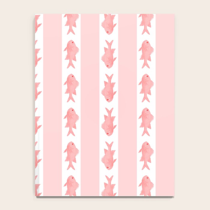 Coastal Fish Stripes Contemporary Cottage Pattern in Pastel Pink and White Notebook Gallery Image 4