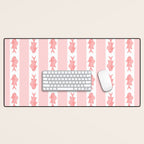 Coastal Fish Stripes Contemporary Cottage Pattern in Pastel Pink and White Desk Mat Gallery Image 1