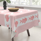 Coastal Fish Stripes Contemporary Cottage Pattern in Pastel Pink and White Tablecloth Gallery Image 3