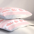 Coastal Fish Stripes Contemporary Cottage Pattern in Pastel Pink and White Pillow Sham Gallery Image 3