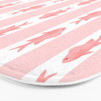 Coastal Fish Stripes Contemporary Cottage Pattern in Pastel Pink and White Bath Mat Gallery Image 3