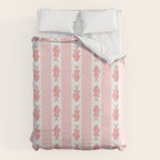 Coastal Fish Stripes Contemporary Cottage Pattern in Pastel Pink and White Duvet Cover Gallery Image 6