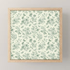 Toile de Jouy Wild Roses & Butterflies Forest Green Floral Mini Art Print Gallery Image 1