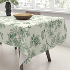 Toile de Jouy Wild Roses & Butterflies Forest Green Floral Tablecloth Gallery Image 3