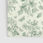 Toile de Jouy Wild Roses & Butterflies Forest Green Floral Poster Gallery Image 3