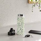 Toile de Jouy Wild Roses & Butterflies Forest Green Floral Water Bottle Gallery Image 4