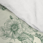 Toile de Jouy Wild Roses & Butterflies Forest Green Floral Comforter Gallery Image 4