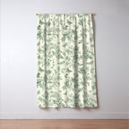 Toile de Jouy Wild Roses & Butterflies Forest Green Floral Window Curtain Gallery Image 3