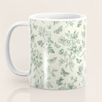 Toile de Jouy Wild Roses & Butterflies Forest Green Floral Coffee Mug Gallery Image 3