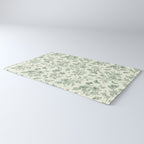 Toile de Jouy Wild Roses & Butterflies Forest Green Floral Rug Gallery Image 3