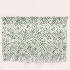 Toile de Jouy Wild Roses & Butterflies Forest Green Floral Wall Hanging Gallery Image 1