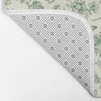 Toile de Jouy Wild Roses & Butterflies Forest Green Floral Bath Mat Gallery Image 2