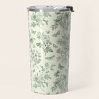 Toile de Jouy Wild Roses & Butterflies Forest Green Floral Travel Mug Gallery Image 2