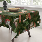 Vintage Dark Night Green Mushroom Forest Tablecloth Gallery Image 3