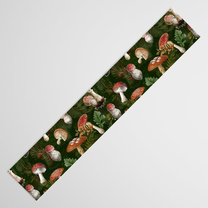Vintage Dark Night Green Mushroom Forest Table Runner Gallery Image 3