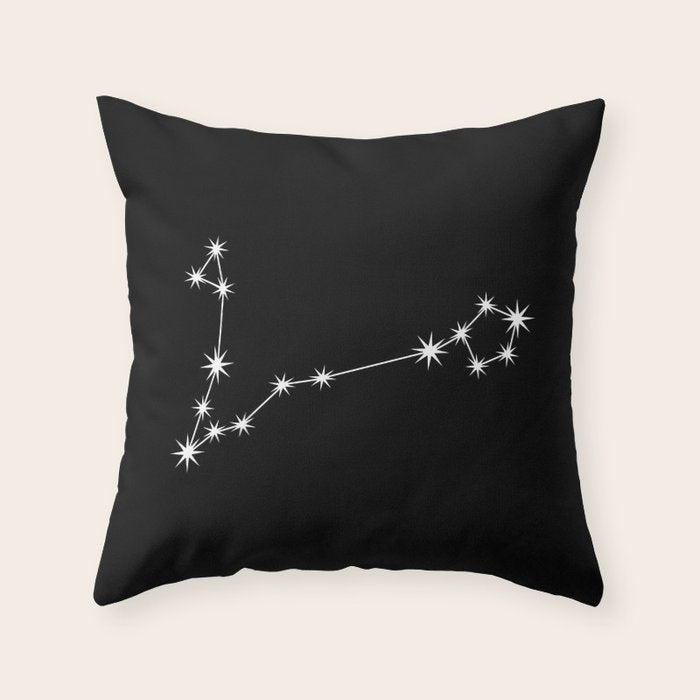 Pisces Zodiac Star Constellation Line Art Black Throw Pillow Gallery Image 6